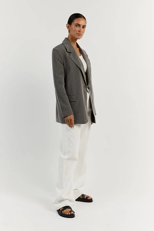 DIEGO LIGHT GREY PINSTRIPE BLAZER | DISSH
