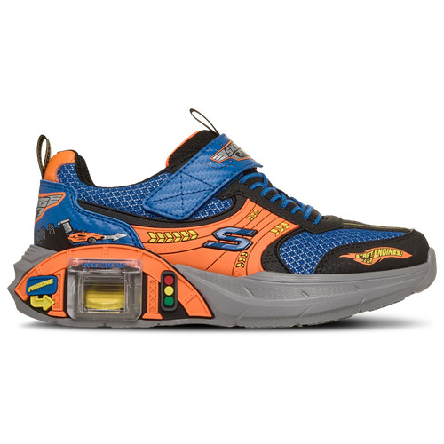 Boys Preschool Skechers Skechers Garage - Boys' Preschool Shoe Blue/Orange/Black Size 02.5 | Kids Foot Locker (US)