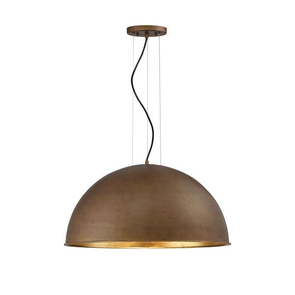 Sommerton Rubbed Bronze with Gold Leaf Three-Light Pendant | Bellacor