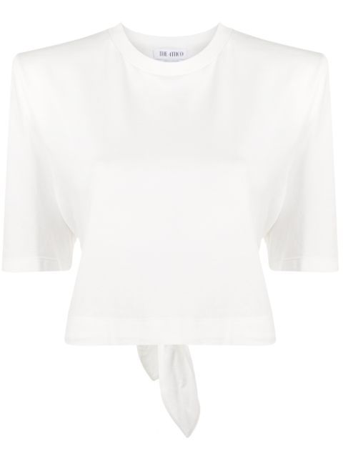 padded shoulders cropped T-shirt | Farfetch (US)