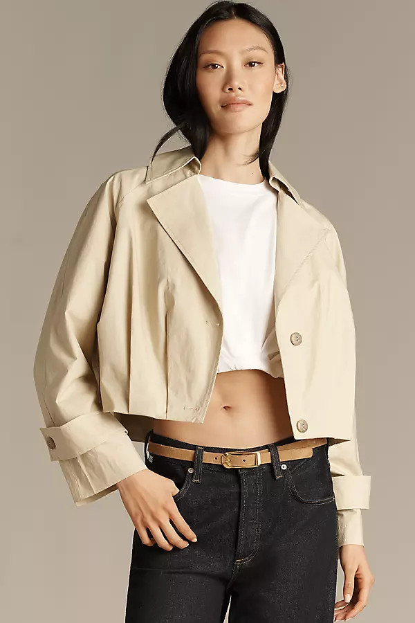 Pleated Crop Trench Jacket | Anthropologie (US)