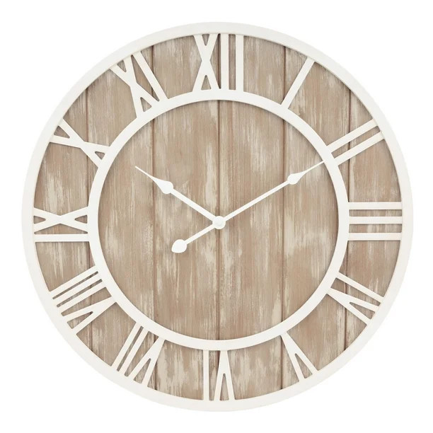 La Crosse Clock Co. 19.7-Inch Harper Brown Analog Coastal Wood Quartz Wall Clock, 404-3450 - Walm... | Walmart (US)