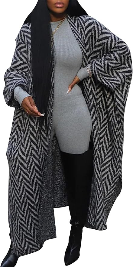 Seltaon Women Long Cardigan Sweaters Oversized Chunky Knit Winter Striped Open Front Sweater Card... | Amazon (US)