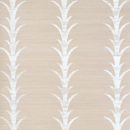 Schumacher Acanthus Stripe Sisal Fog & Chalk Wallpaper | DecoratorsBest | DecoratorsBest