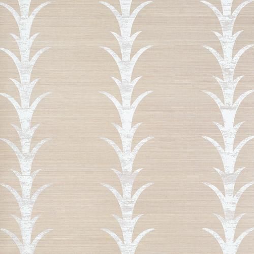 Schumacher Acanthus Stripe Sisal Fog & Chalk Wallpaper | DecoratorsBest | DecoratorsBest