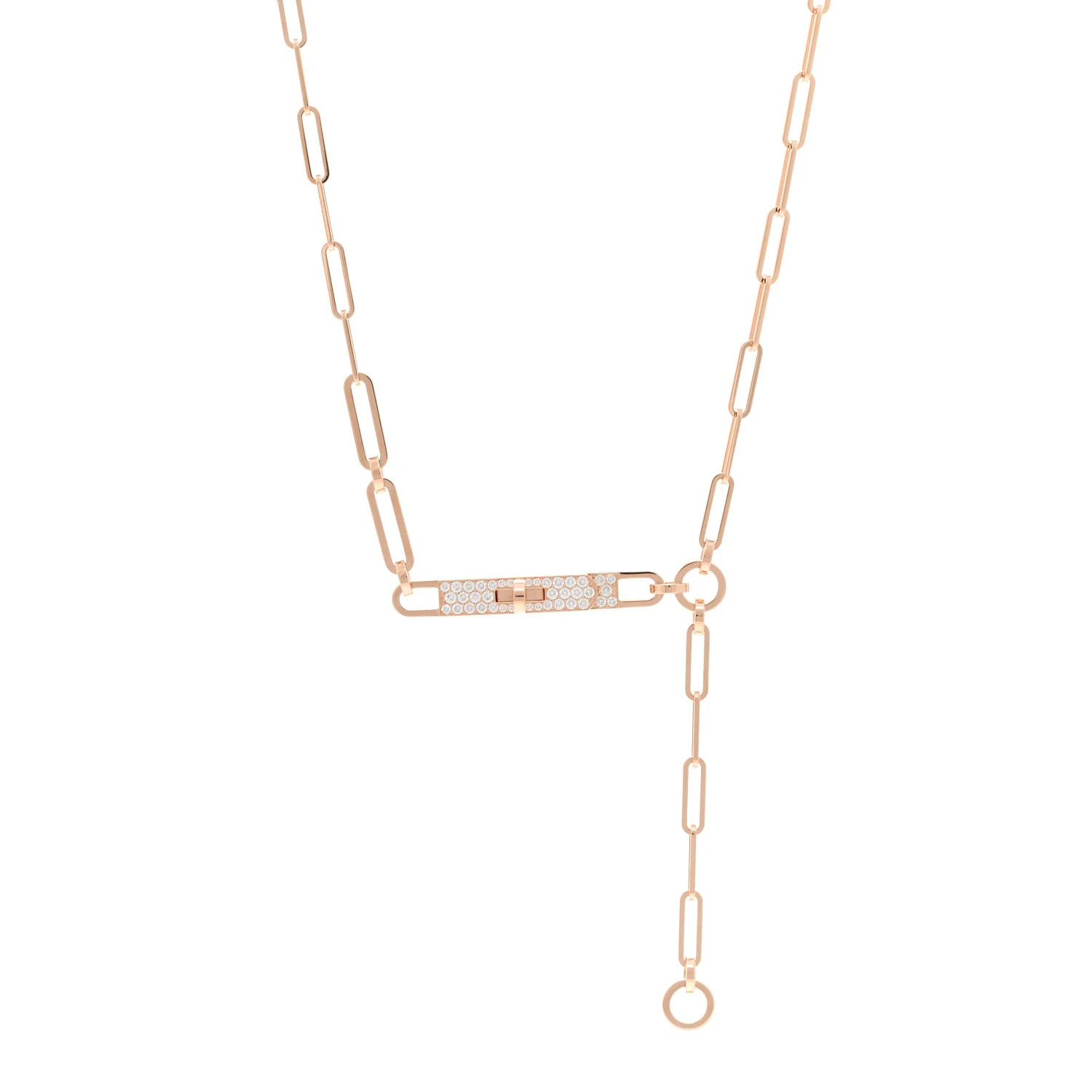 18K Rose Gold Diamond Pave PM Kelly Chaine Lariat Necklace ST | FASHIONPHILE (US)