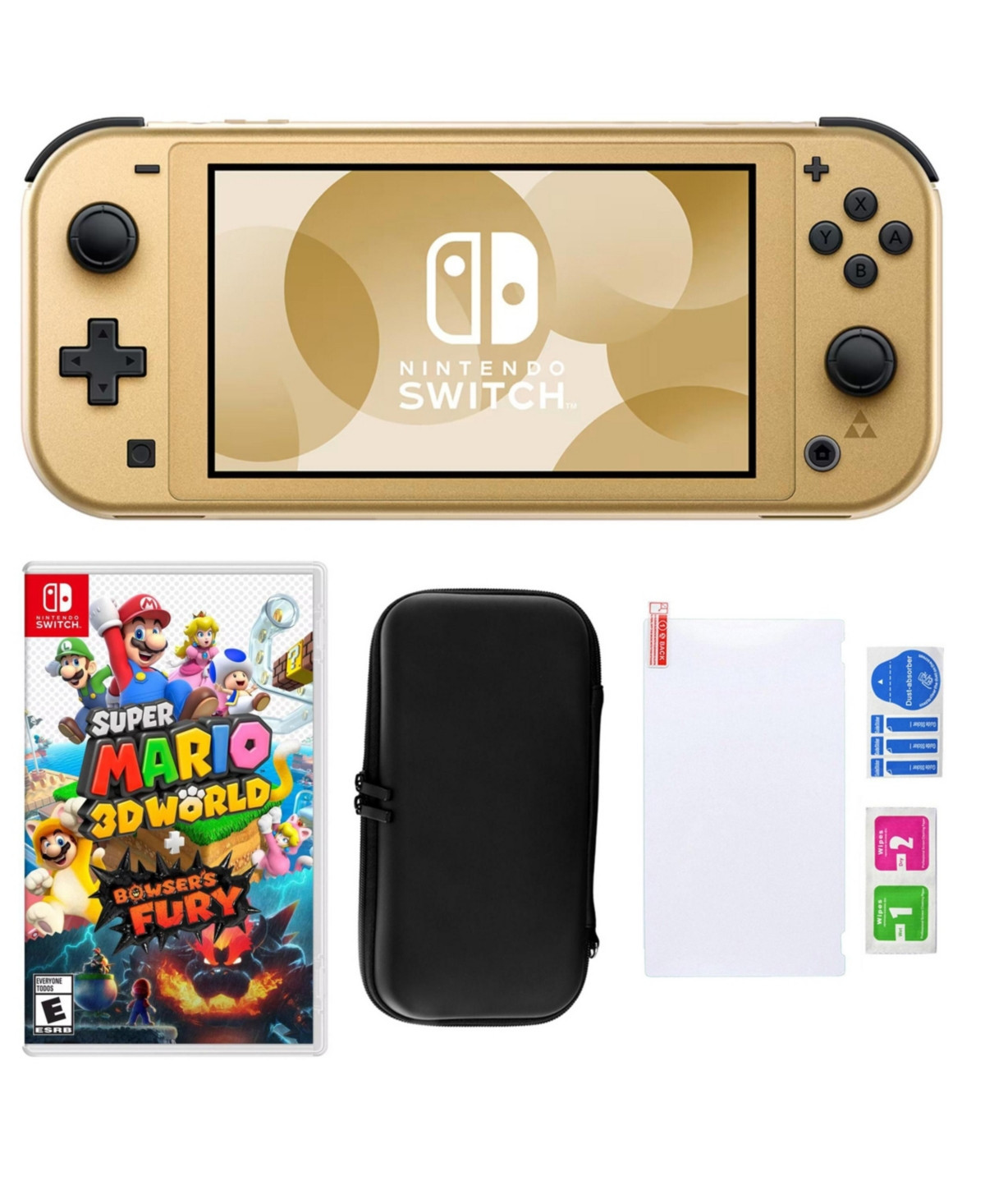 Nintendo Switch Lite Hyrule Console with Mario 3D World + Bowser's Fury & Accessories - Gold | Macy's