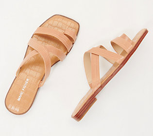 Marc Fisher Croco Embossed Sandals - Arena | QVC