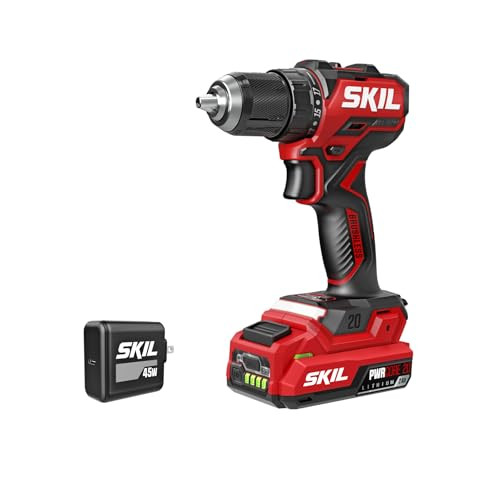 SKIL PWR CORE 20 Brushless 20V 1/2-Inch Compact Drill Driver Kit, Includes 2.0Ah USB-C Battery and 45W USB-C PD Charger - DL6293B-1C | Amazon (US)