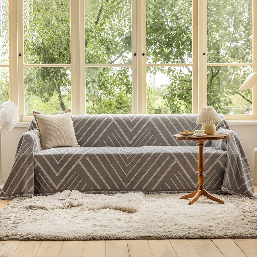 EAVD Reversible Chenille Couch Covers for 3 Cushion Couch Sofa Covers Sectional Couch Cover Geome... | Amazon (US)