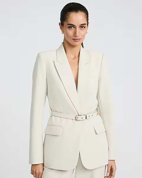 Signature Stretch Fitted Belted Blazer | Express