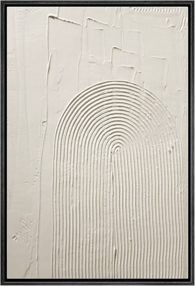 SIGNWIN Framed Canvas Print Wall Art White Geometric Paint Strokes Abstract Shapes Illustrations ... | Amazon (US)