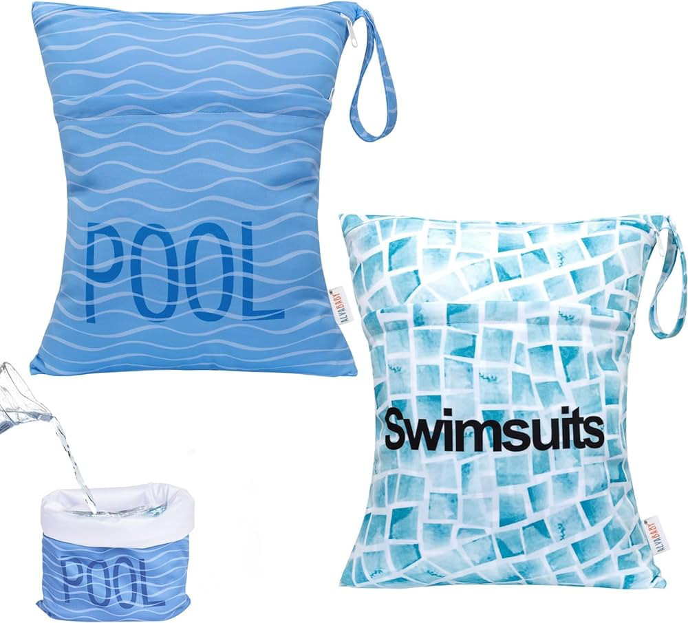 ALVABABY 2pcs Superior Waterproof Wet Dry Bags,Reusable with Two Zippered Pockets, baby cloth dia... | Amazon (US)