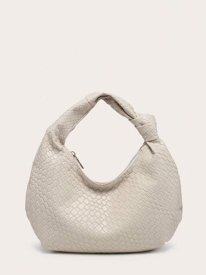 1 Stück Damen handgemachte Einfarbige gewebte modische verdrehte Halbmond Schulter-/Unterarmtasc... | SHEIN