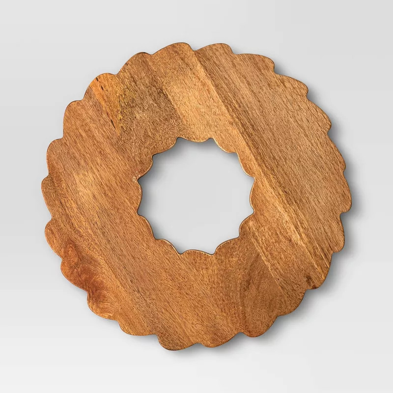 Wood Wreath Figural Serving Board Brown - Threshold™: Irregular Shape, 16.25" Width, Spot Clean... | Target