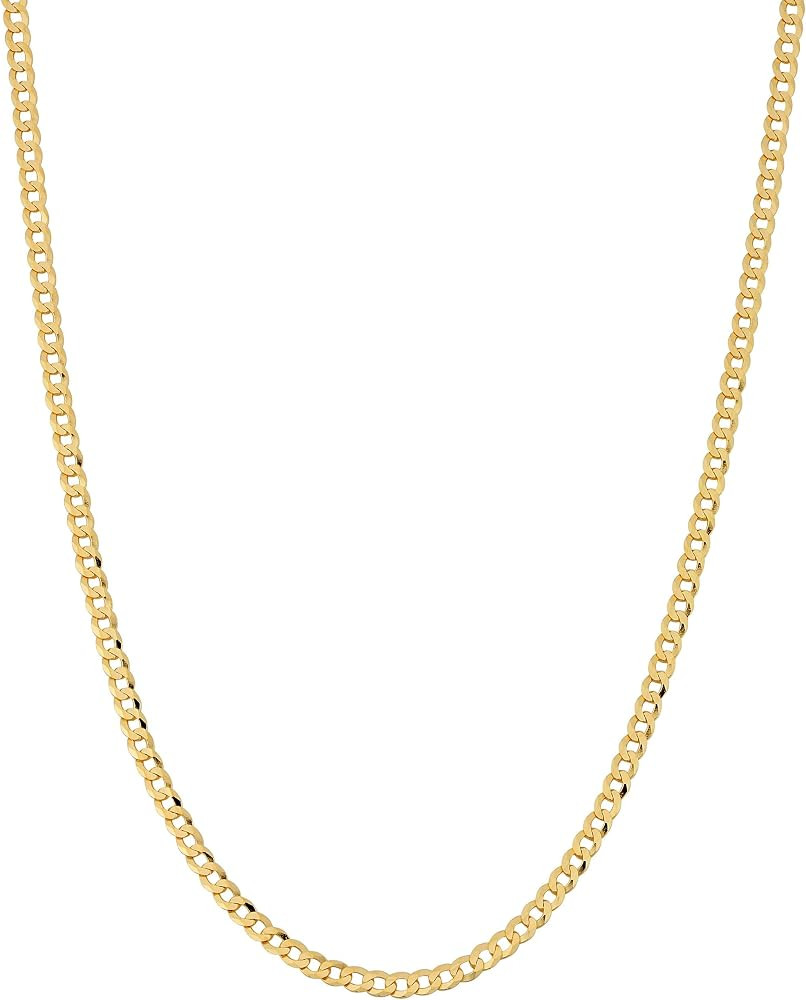 ARGENTO REALE 14K Gold 2.25MM Curb/Cuban Chain Necklace, 14K Gold Chain, 14K Dainty Necklaces | Amazon (US)
