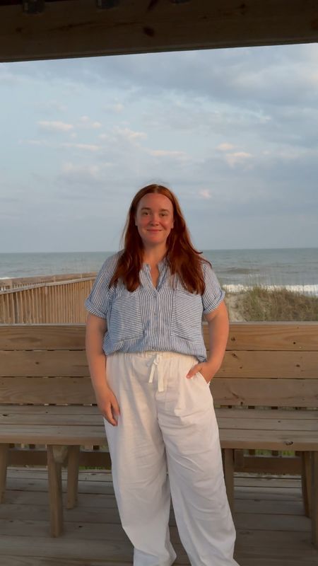 No makeup, salty hair and a great cocktail is the perfect combo for watching sunsets at the beach. I’m wearing a relaxed, comfortable linen look from Target and Lane Bryant that could easily be worn out to lunch or dinner with a great pair of sandals and simple jewelry. I’ve linked my recommendations to help you style it!

#LTKPlusSize #LTKVideo #LTKTravel