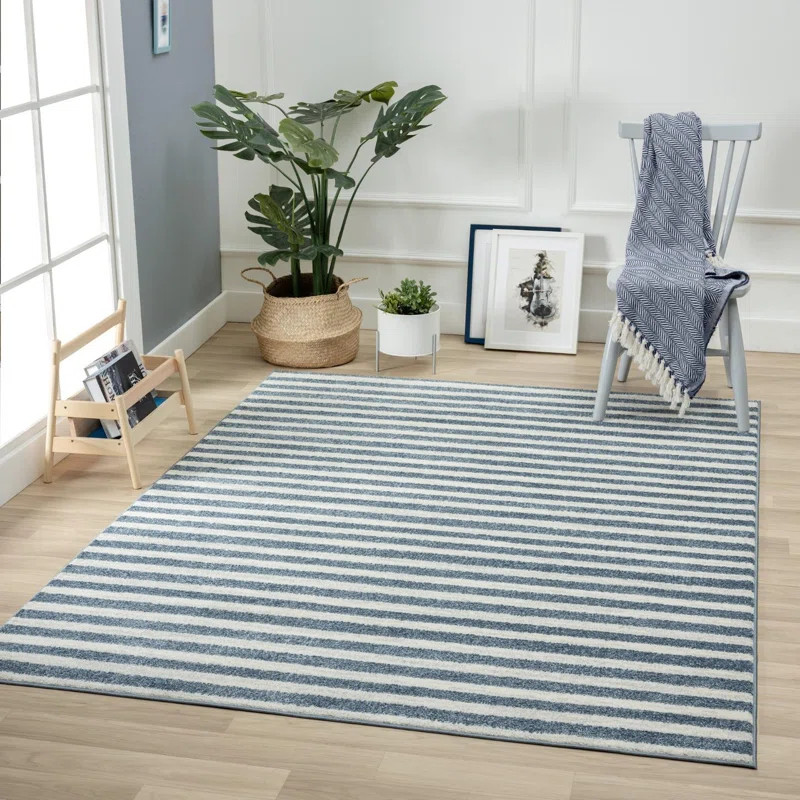 Ashwin Striped Blue/White Area Rug | Wayfair North America
