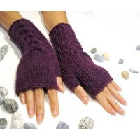 Purple Fingerless Gloves, Handknitted Arm Warmers | Etsy (UK)