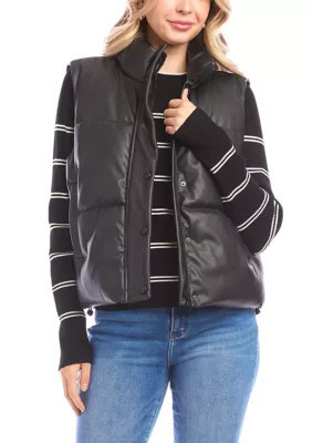 Karen Kane Women's Faux Leather Quilted Puffer Vest | Belk