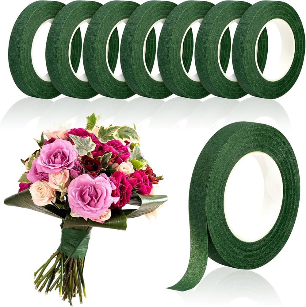 COIDEA 8 Rolls Floral Tape, 1/2" Wide Flower Tape, Dark Green Floral Tape for Fresh Flowers, Adhe... | Amazon (US)