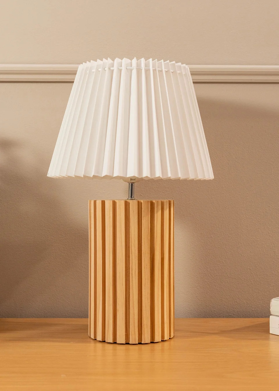 ValueLights Natural Brooke Wooden Table Lamp (43cm x 28cm x 28cm) | Matalan (UK)