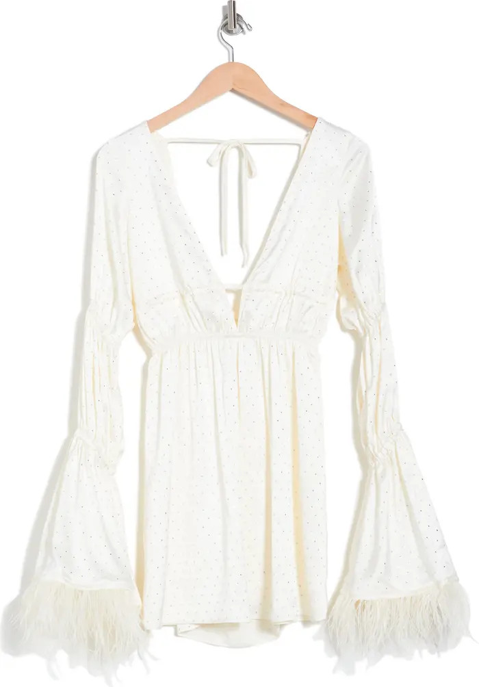 We Wore What Feather Sleeve Rhinestone Mini Dress | Nordstromrack | Nordstrom Rack