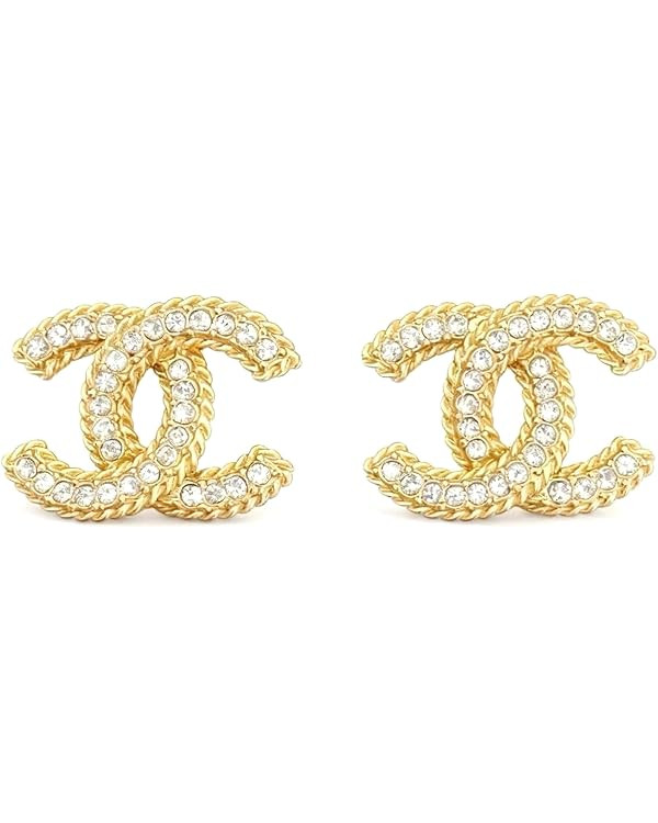 Elegant 18K Gold Plated Luxury Crystal Stud Earrings, Designer-Inspired Fine Jewelry Look，Perfe... | Amazon (US)