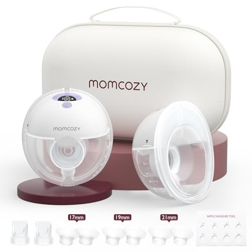 Momcozy M5 Hands-Free Wearable Breast Pump, Double-Sealed Flange for Baby-Like Comfort, 3 Modes & 9 Suction Levels, Portable Electric Pump – 24mm, 2 Pack Lilac | Amazon (US)