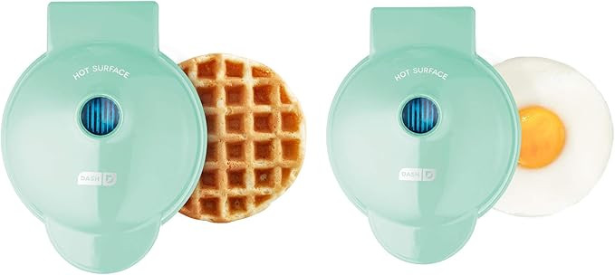 DASH Mini Maker Waffle Maker + Griddle, 2-Pack Griddle + Waffle Iron - Aqua | Amazon (US)