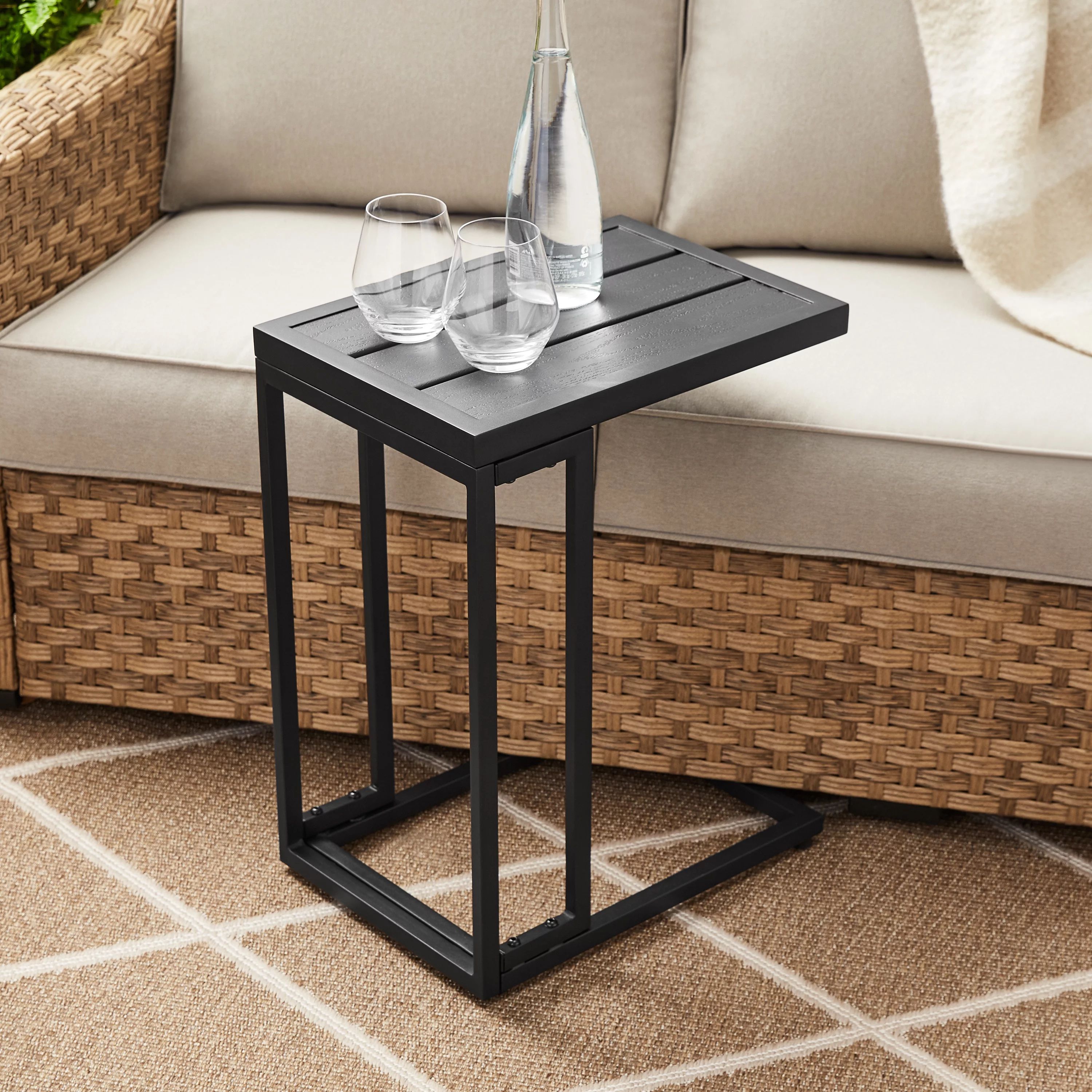 Better Homes & Gardens Milport Slat Top Side Table- 22 Inches- Black | Walmart (US)
