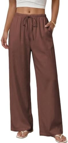Hixiaohe Women Wide Leg Pants Elastic High Waisted Drawstring Palazzo Pants Flowy Beach Outfits W... | Amazon (US)