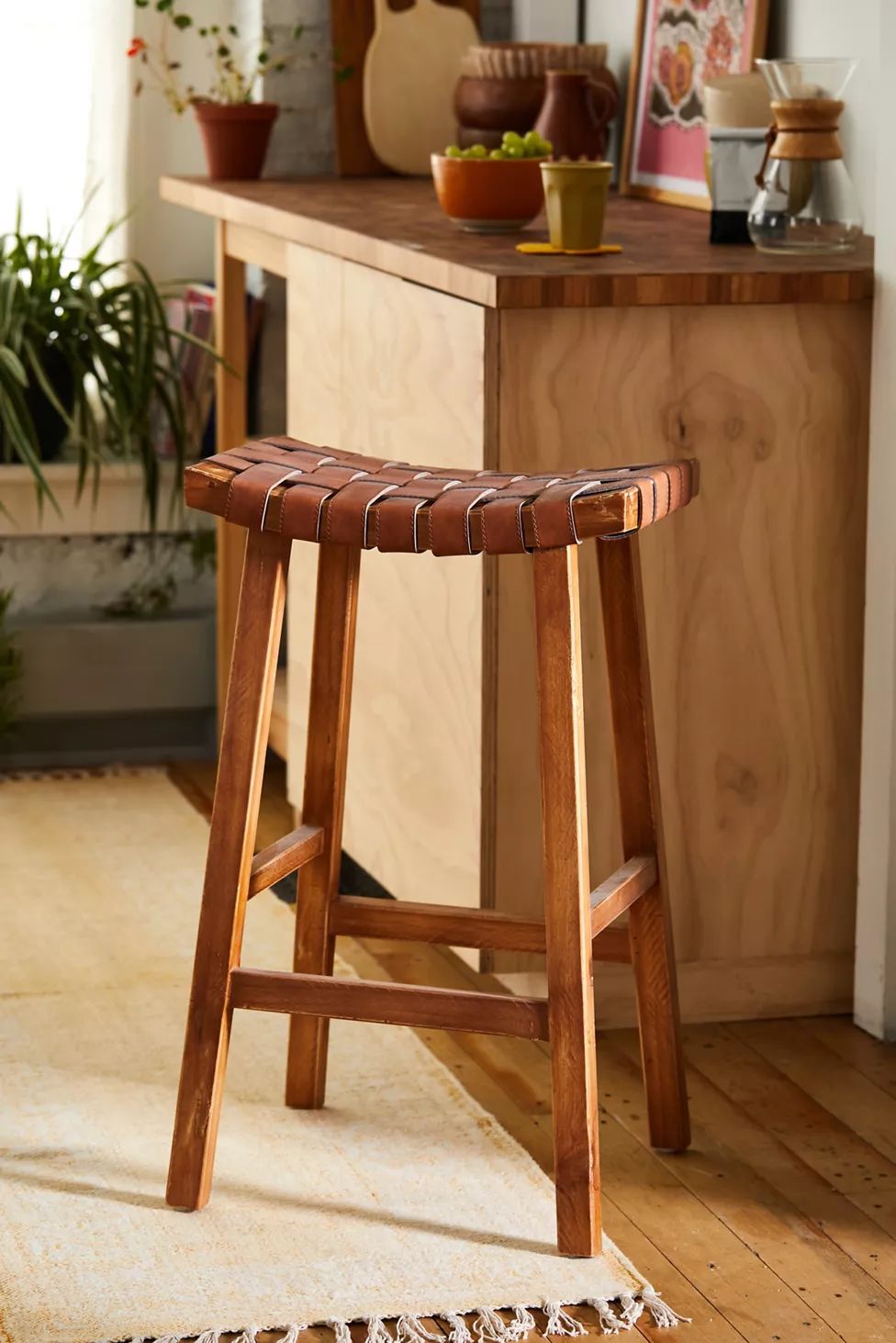 Woven Leather Stool | Urban Outfitters (US and RoW)