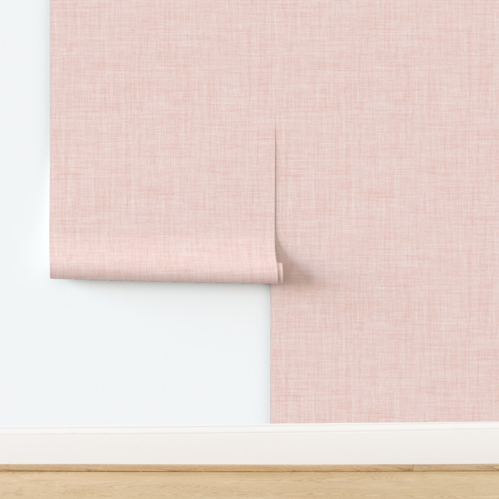Linen Look With Weave - Seashell Pink - Classic Textured Solid Wallpaper byrocketandindigo | Spoonflower