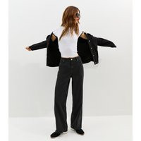 Women's Black Elasticated Waist Wide Leg Jeans New Look | New Look (UK)