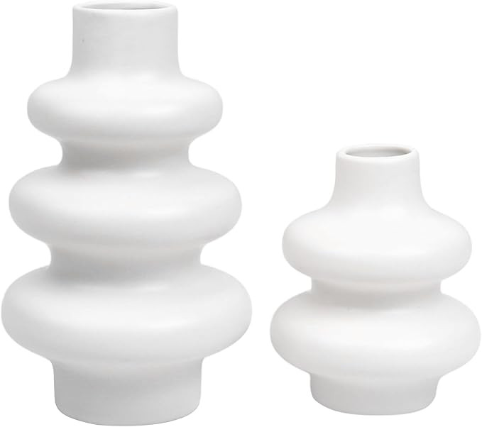 Zavothy Flower Vase Set for Modern Home Decor, Minimalism Style Off White Vase for Modern Table S... | Amazon (US)
