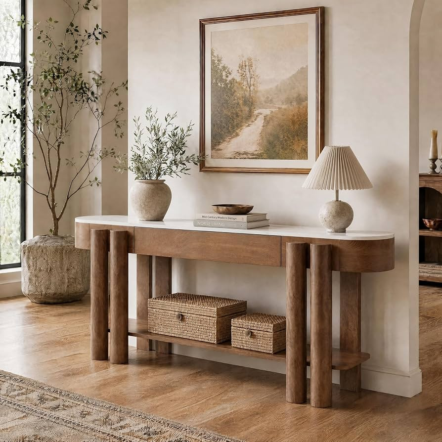 Tribesigns 63-Inch Long Entryway Table, Modern Console Sofa Tables with Faux Marble Tabletop and ... | Amazon (US)
