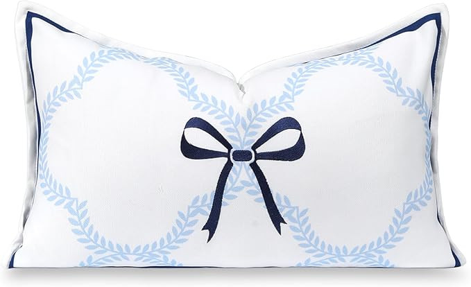 Hofdeco Premium Coastal Hampton Patio Indoor Outdoor Lumbar Pillow Cover Only, 12"x20" Water Repe... | Amazon (US)