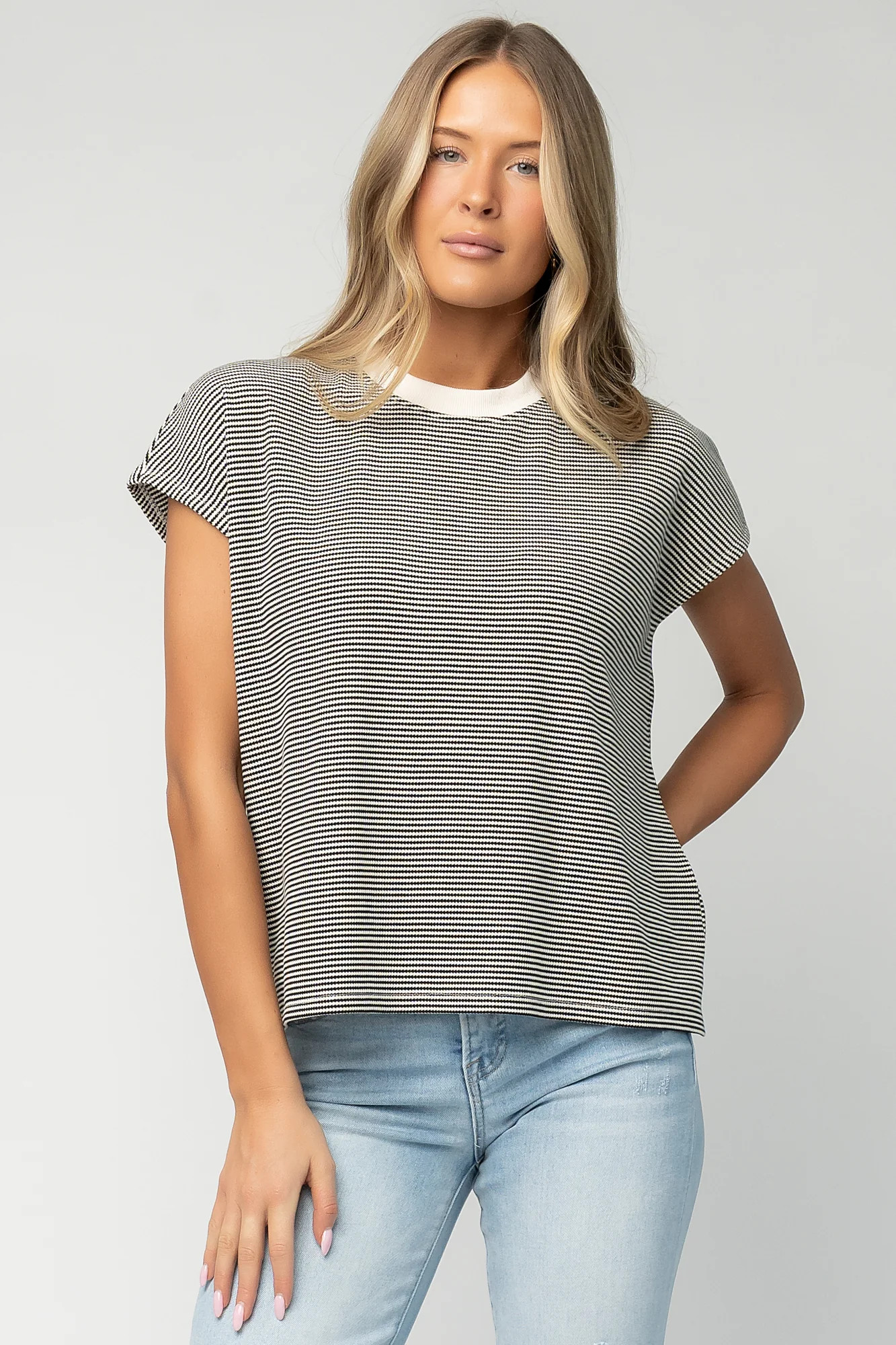 Millie Striped Short-Sleeve Top Black+White | Baltic Born | Baltic Born