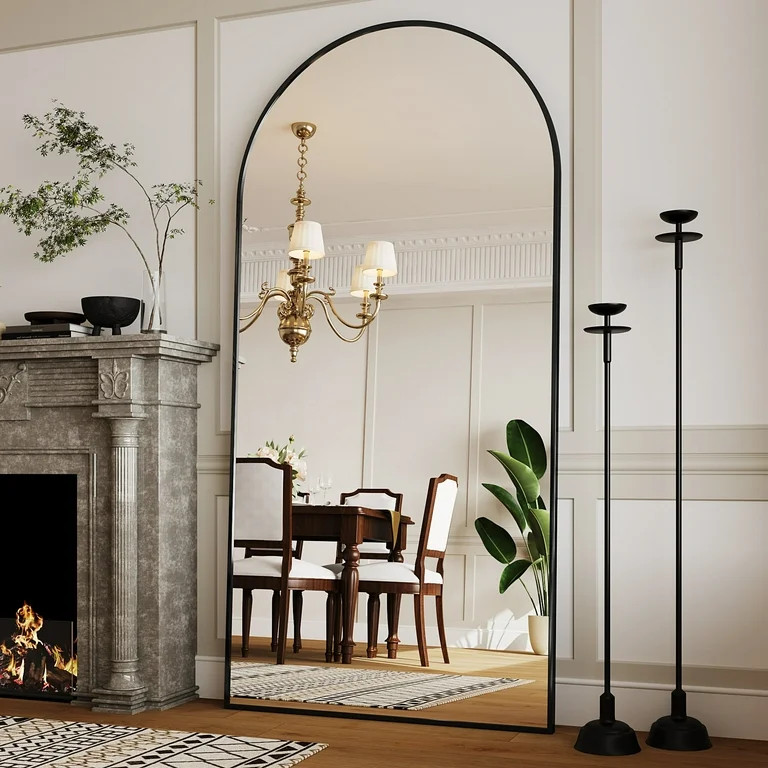 Antok 76"x 34" Arched Full Length Mirror Standing Floor Mirror Stand Up Mirror, Black Frame | Walmart (US)