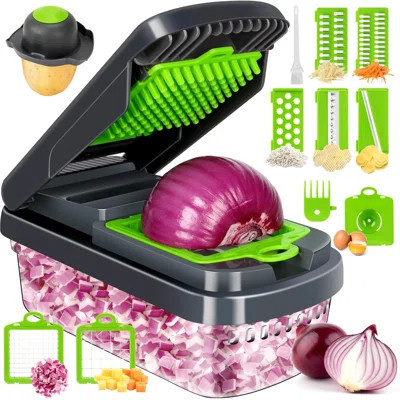 12-In-1 Multifunctional Food Chopper,Professional Onion Chopper With 7 Blades,Vegetable Cutter With Container For Salad,Potato,Carrot,And Garlic; Esse | Wayfair North America