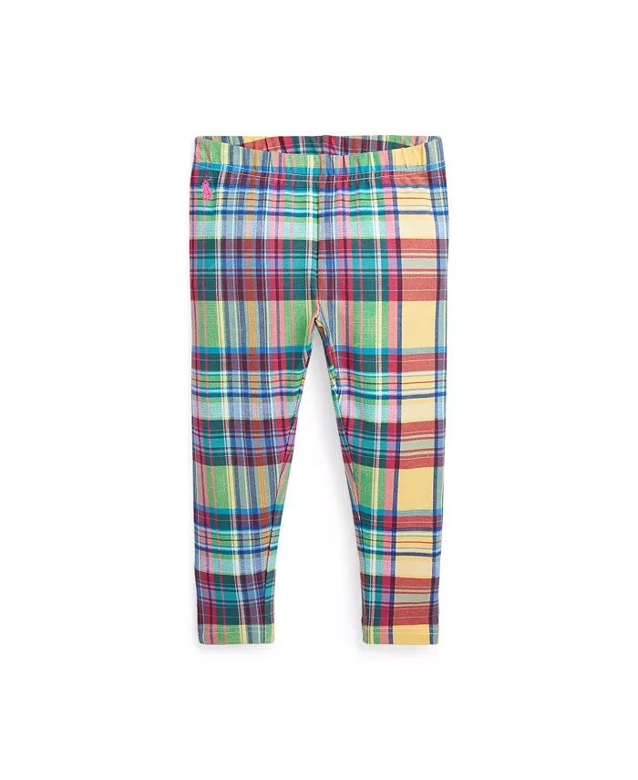 Toddler and Little Girls Madras-Print Stretch Jersey Legging Pants | Macy's