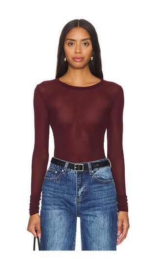 x Intimately FP x REVOLVE Before Sunset Mesh Long Sleeve In Chocolate Merlot | Revolve Clothing (Global)