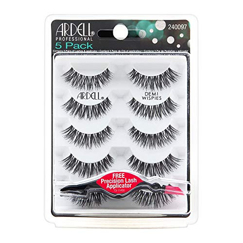 Ardell Demi Wispies Black Lashes 5 Pack + Free Precision Lash Applicator | Amazon (US)