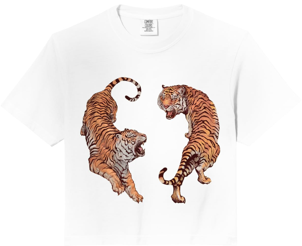 Year of the Tiger Happy Chinese New Year Yin Yang Tigers Comfort Colors Crop Top | Amazon (US)