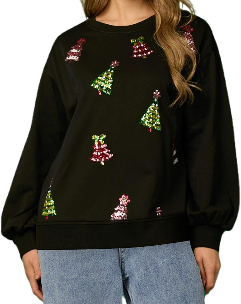 Ugly Christmas Sweaters for Women Cute Sequin Nutcracker Crewneck Sweatshirts Holiday Santa Overs... | Amazon (US)