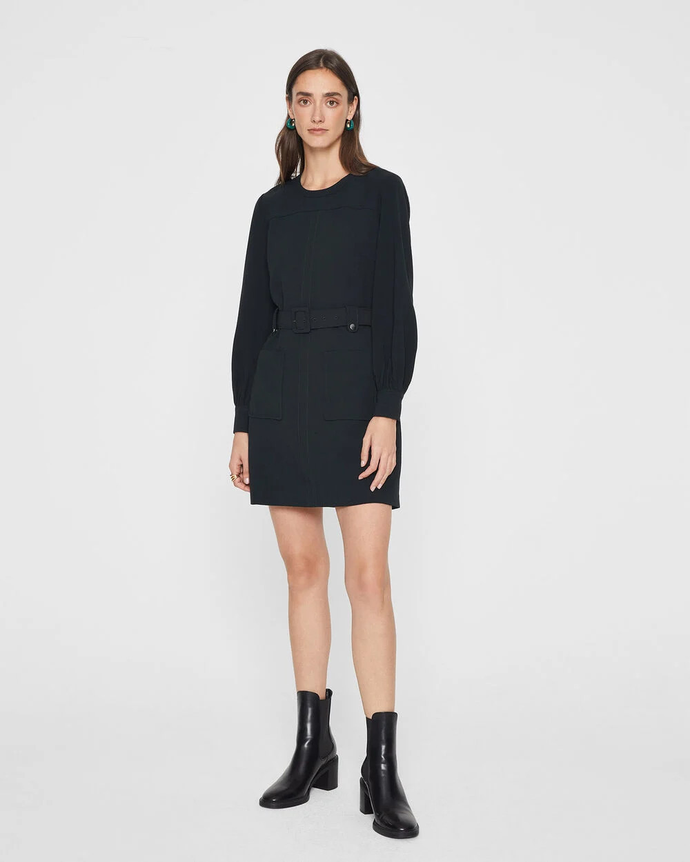 Long-Sleeve Belted Pocket Mini Dress | Club Monaco (Global)