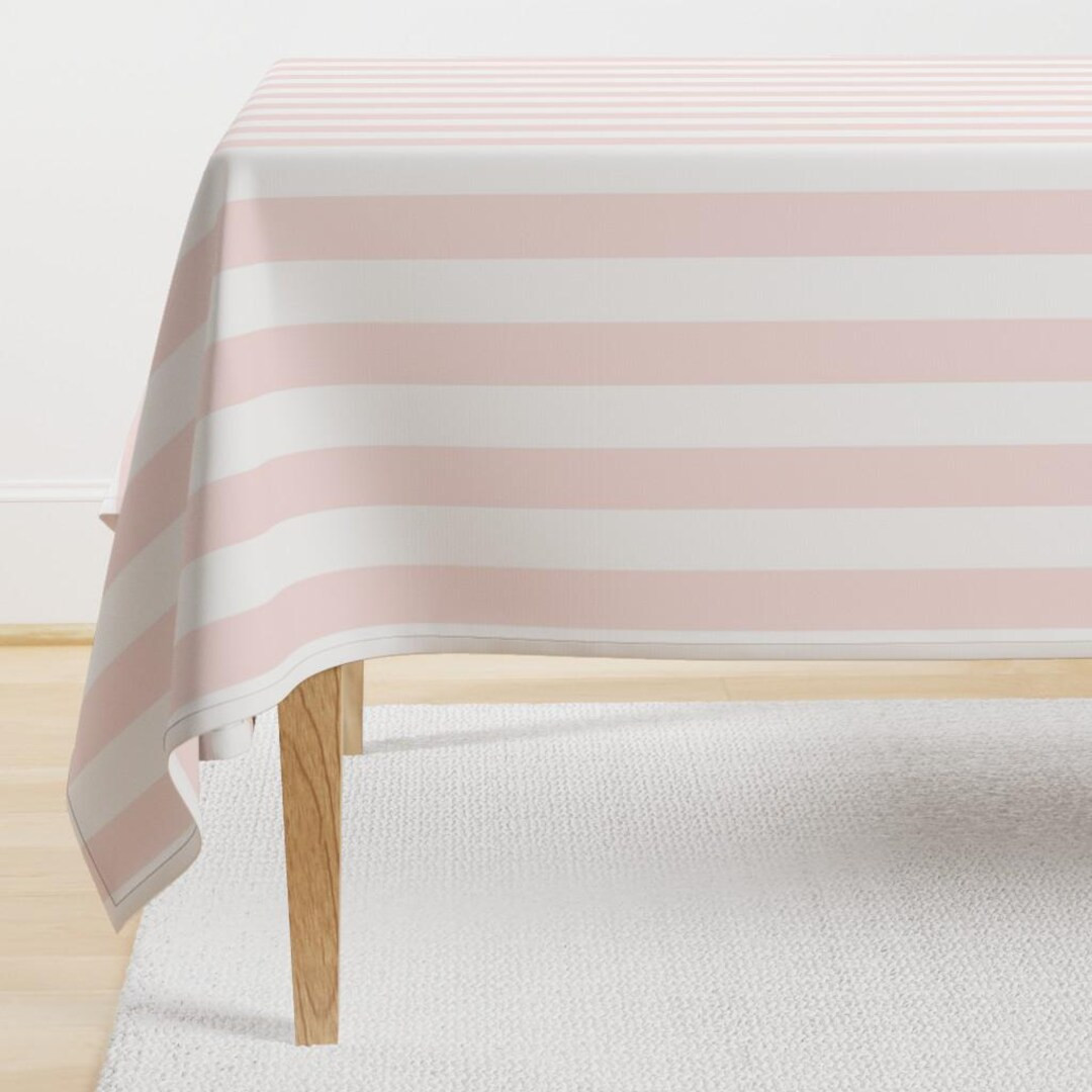 Striped Tablecloth - Blush Stripes by Vivsfabulousmess - Nursery Baby Pink White Classic Hearts L... | Etsy (US)
