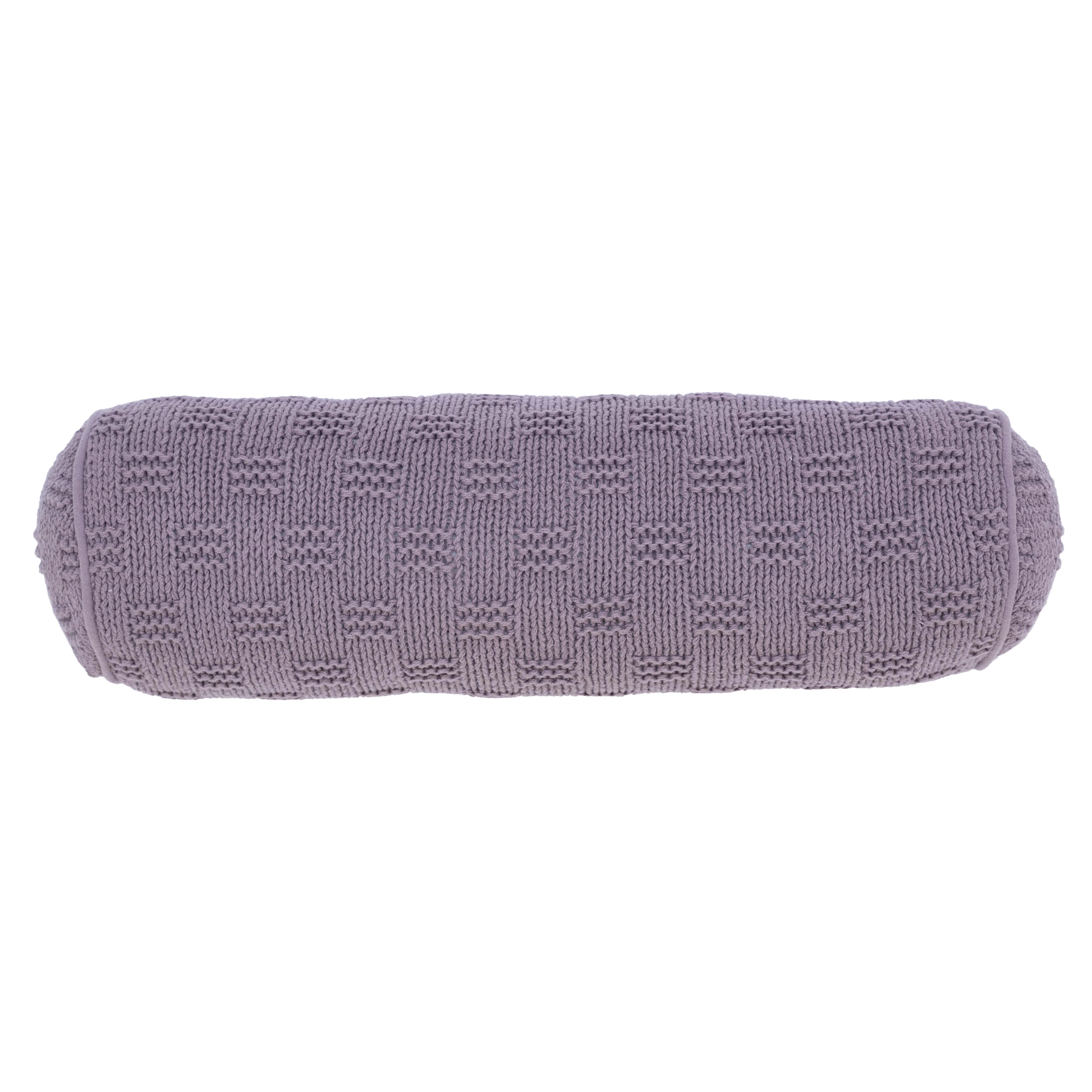 Mainstays 6" x 18" Violet Cotton Knit Bolster Decorative Pillow | Walmart (US)