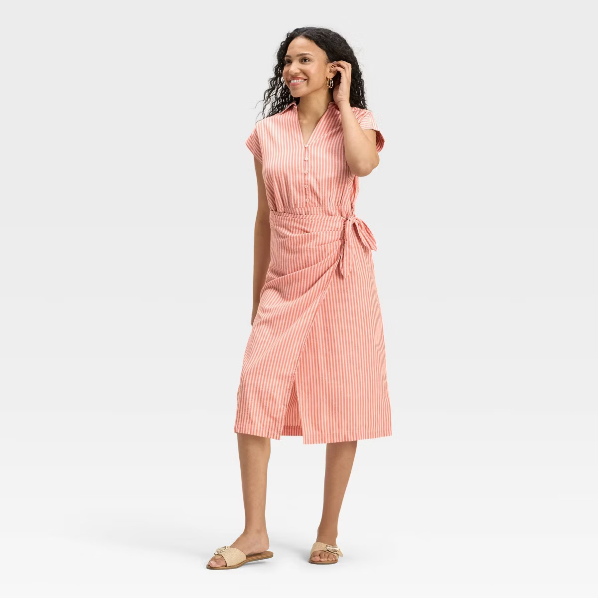 Women's Short Sleeve Wrap Waist Midi Shirtdress - Universal Thread™ | Target